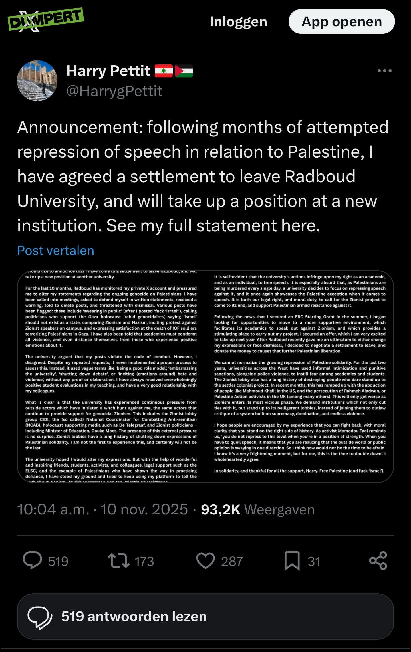 Harry Pettit vertrekt bij Radboud Universiteit