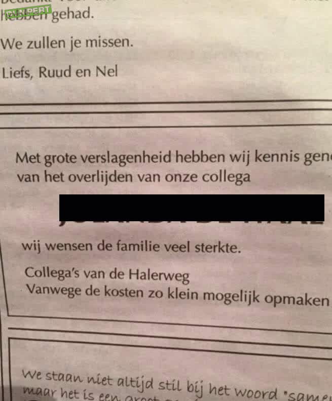Rouwadvertentie fail