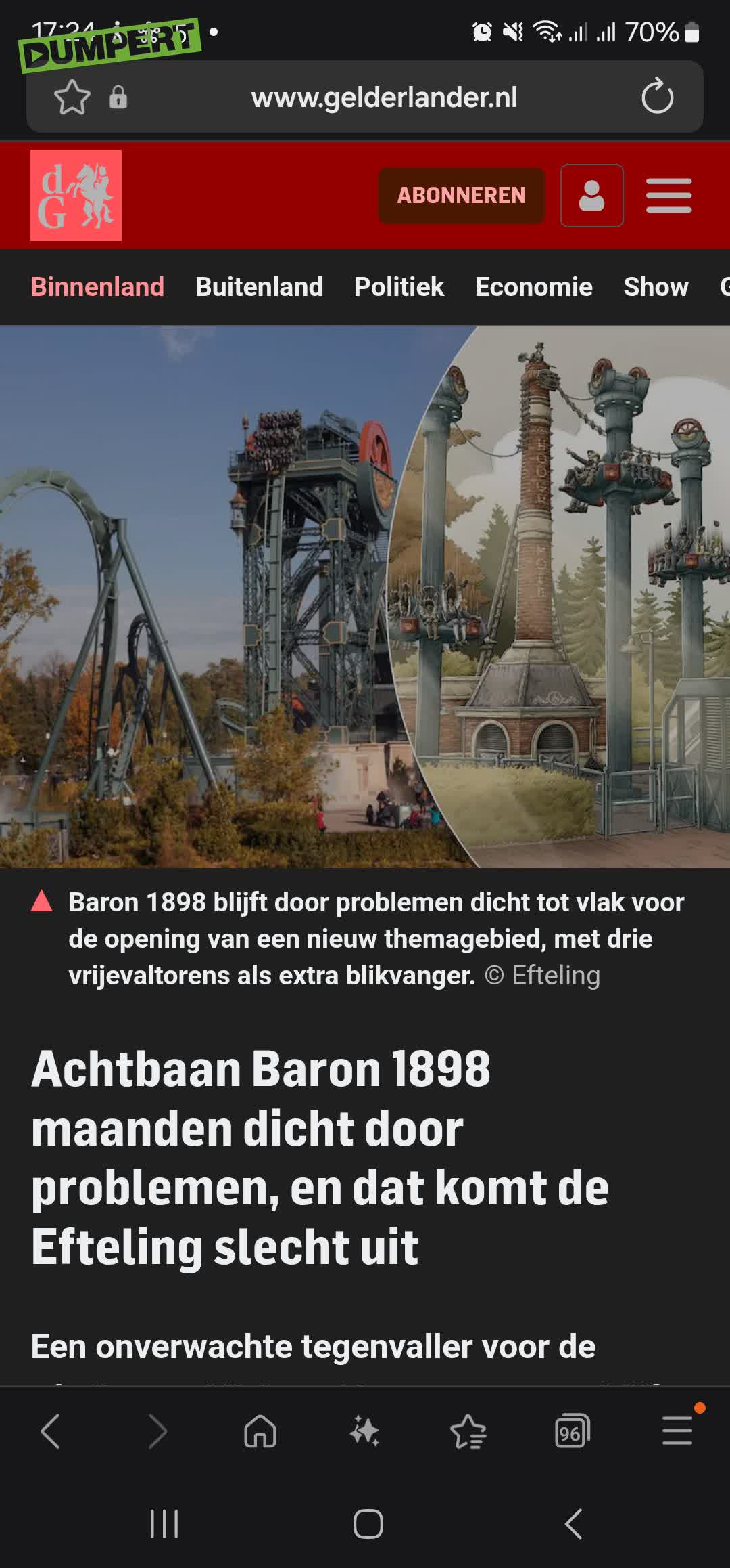 BREAKK! Achtbaan gesloten in de efteling