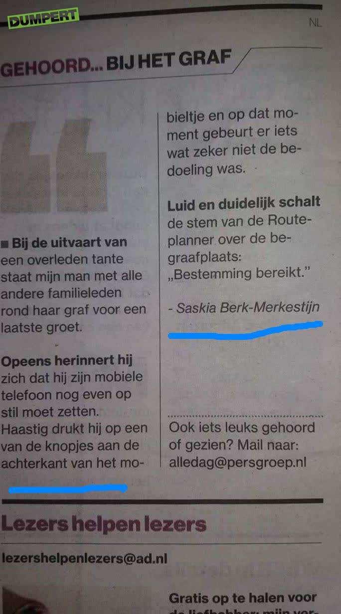 Berichtje in de krant