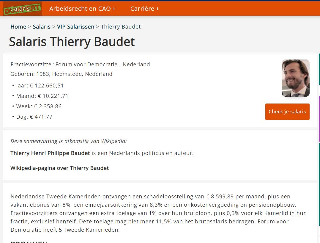 Wat verdient Thierry Baudet?
