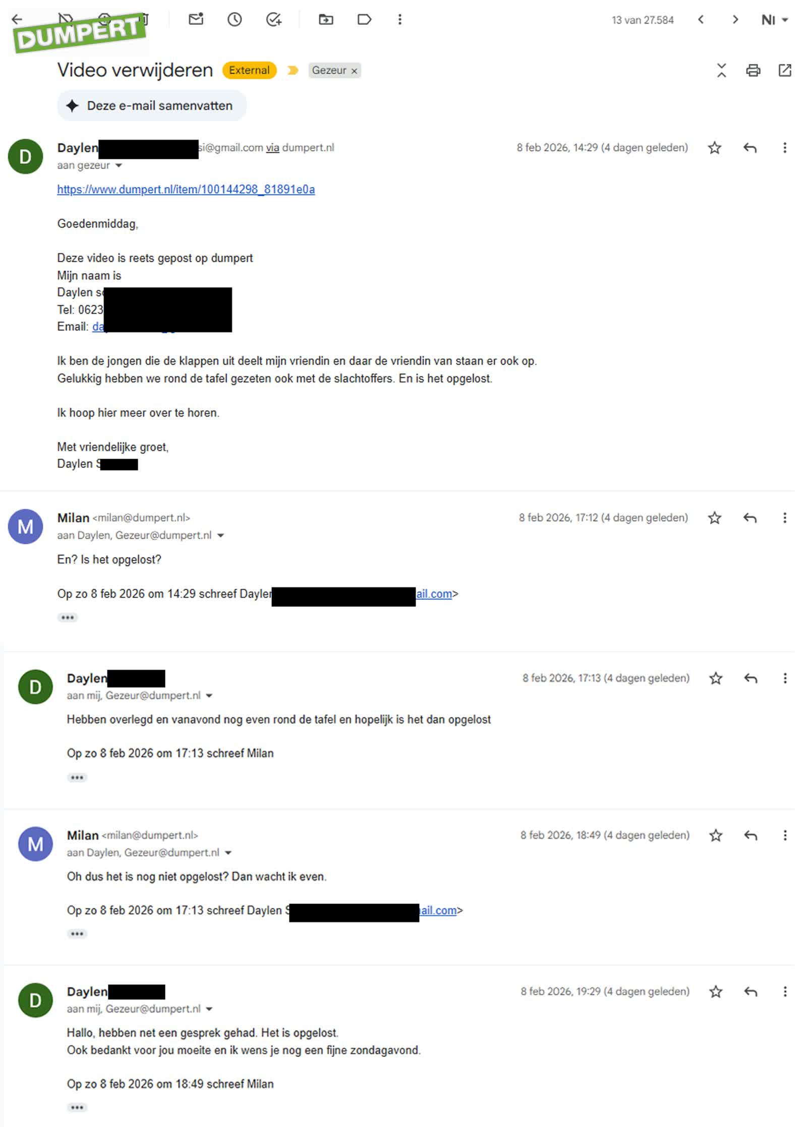 Maar het was toch opgelost?