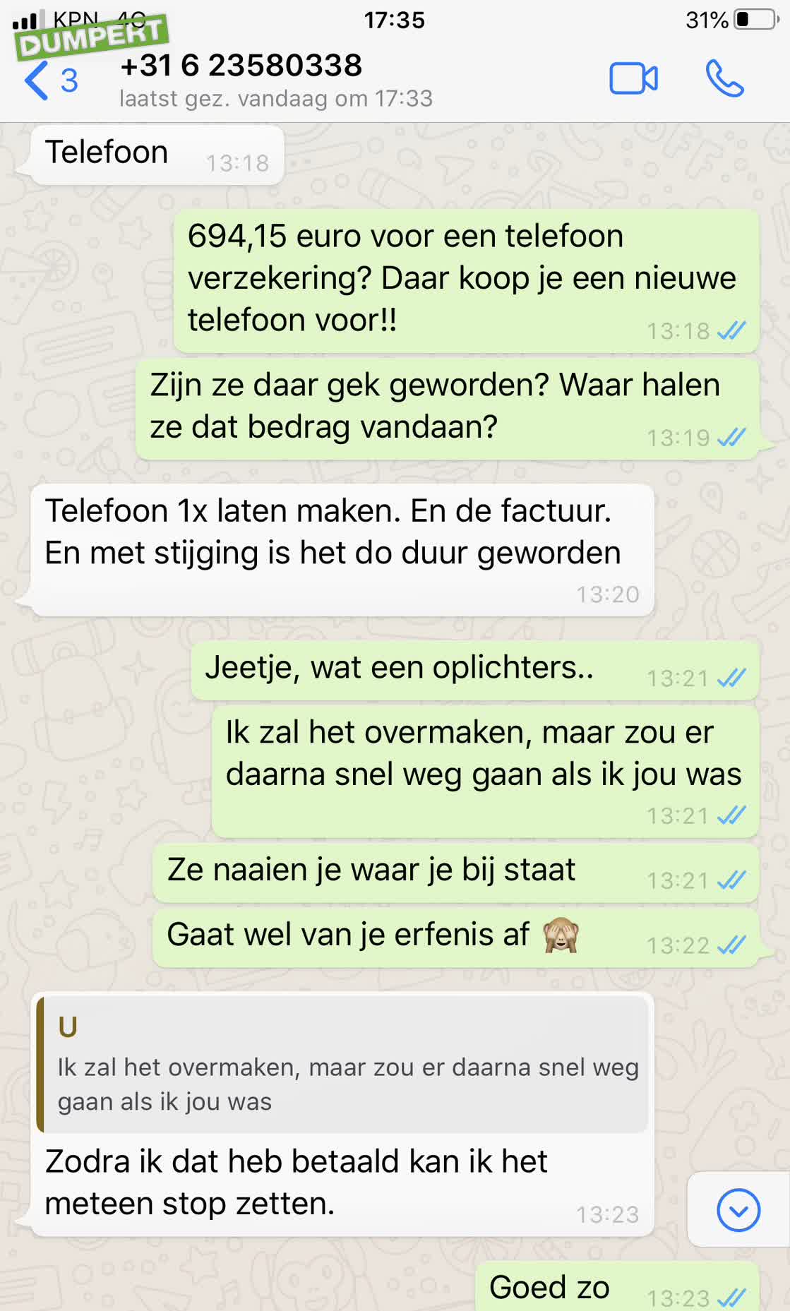 Whatsapp fraudeur opgelicht