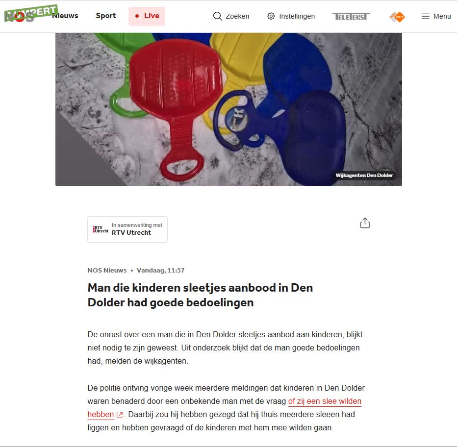 Kinderlokker vals alarm in Den Dolder