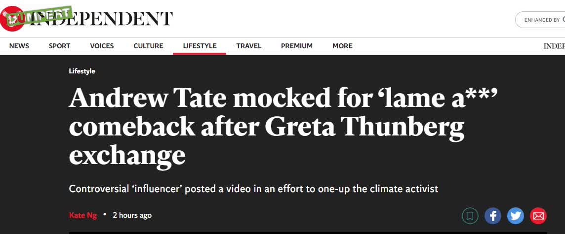 Andrew Tate's bruutharde comeback op Greta-burn!