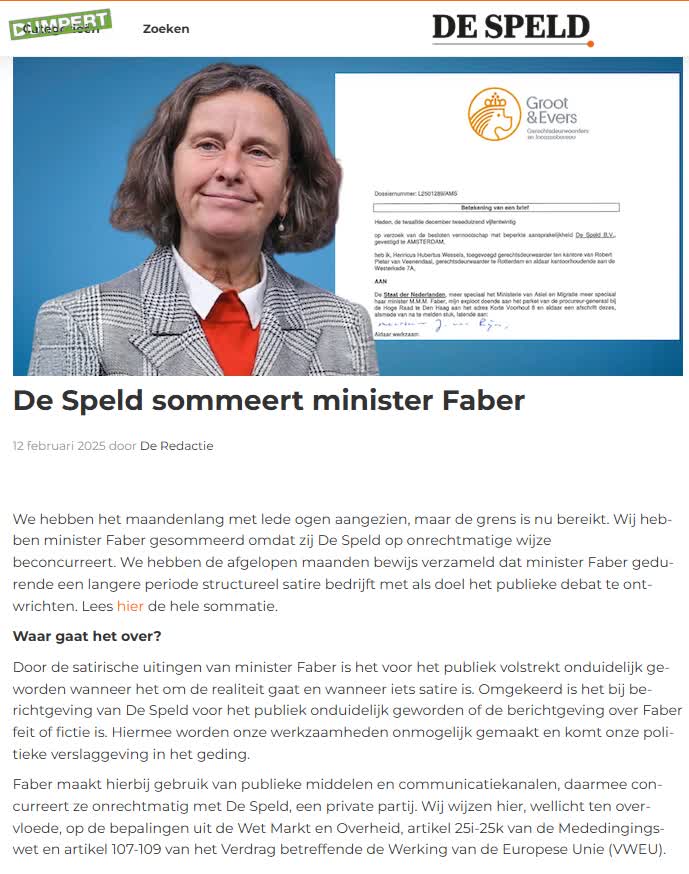 De Speld is klaar met minister Faber