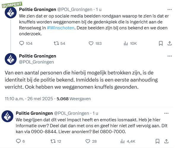 Update politie over knuffeljatters Winschoten