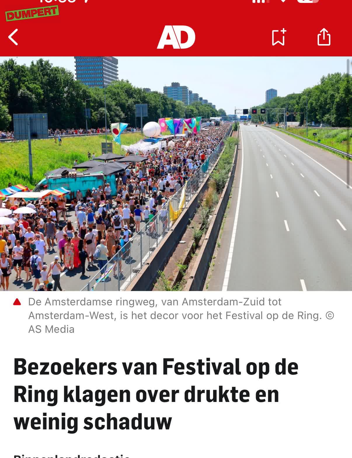 Geen schaduw op de A10