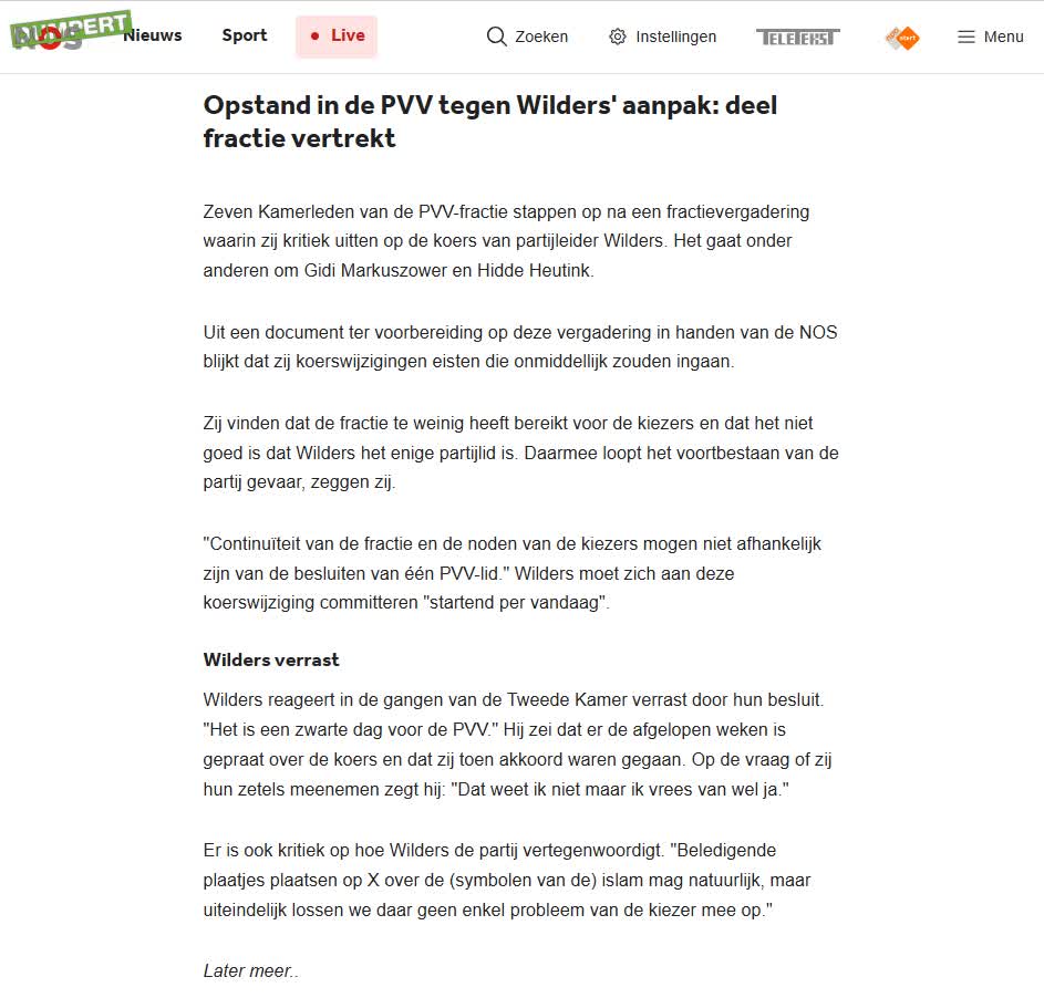 Crisis bij PVV 