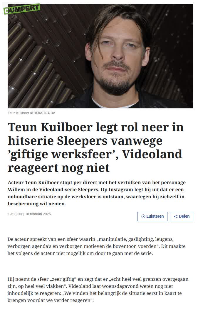 Toxische bonje op de set van Sleepers