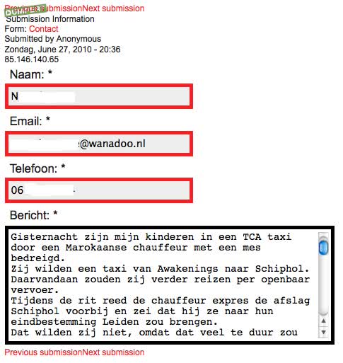 Foutje. TCA maakt taxiklachten openbaar