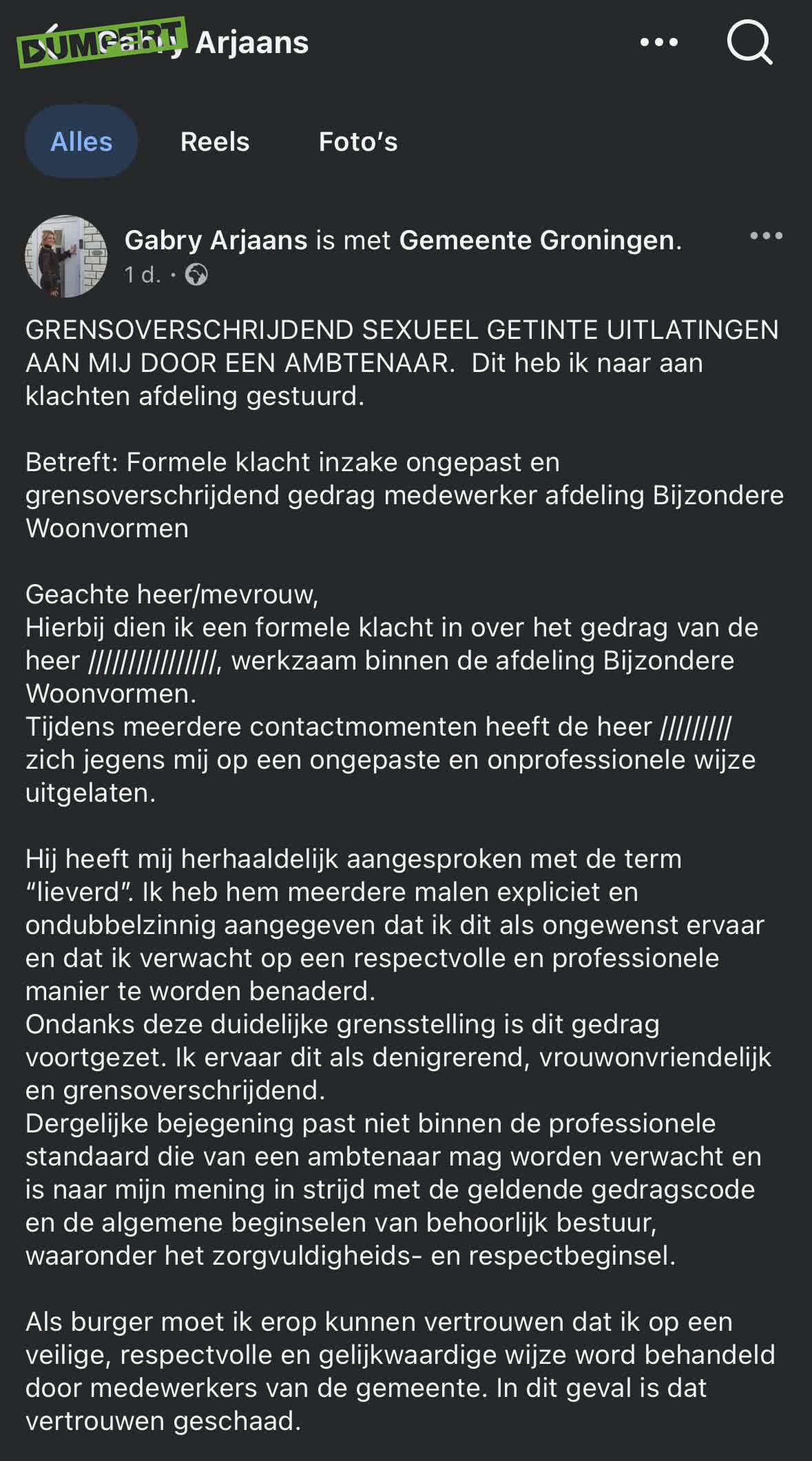 FVD kopstuk Gabry Arjaans klaagt ambtenaar aan!