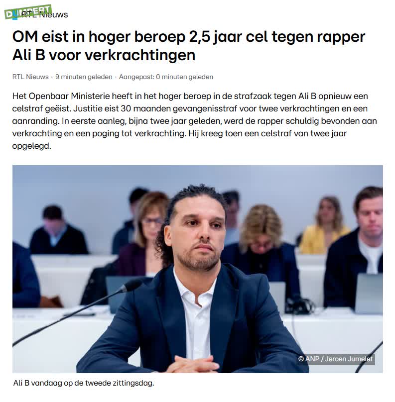 Ali B krijgt NOG meer cel geëist in hoger beroep