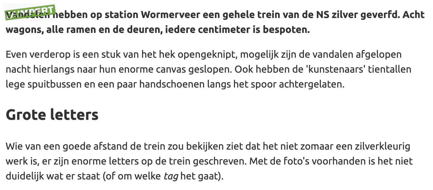 Weer NS-trein helemaal ondergespoten