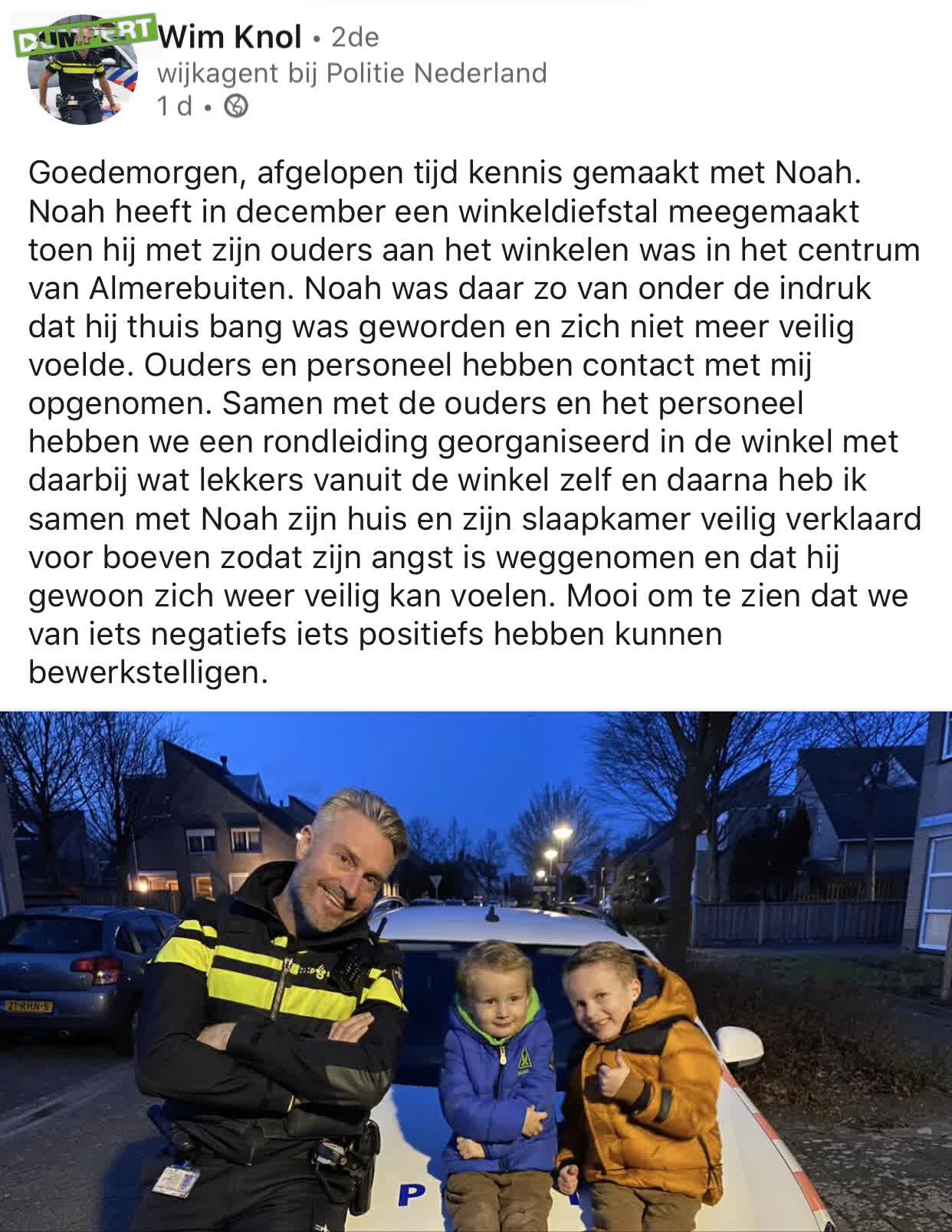 Noah was een beetje bang