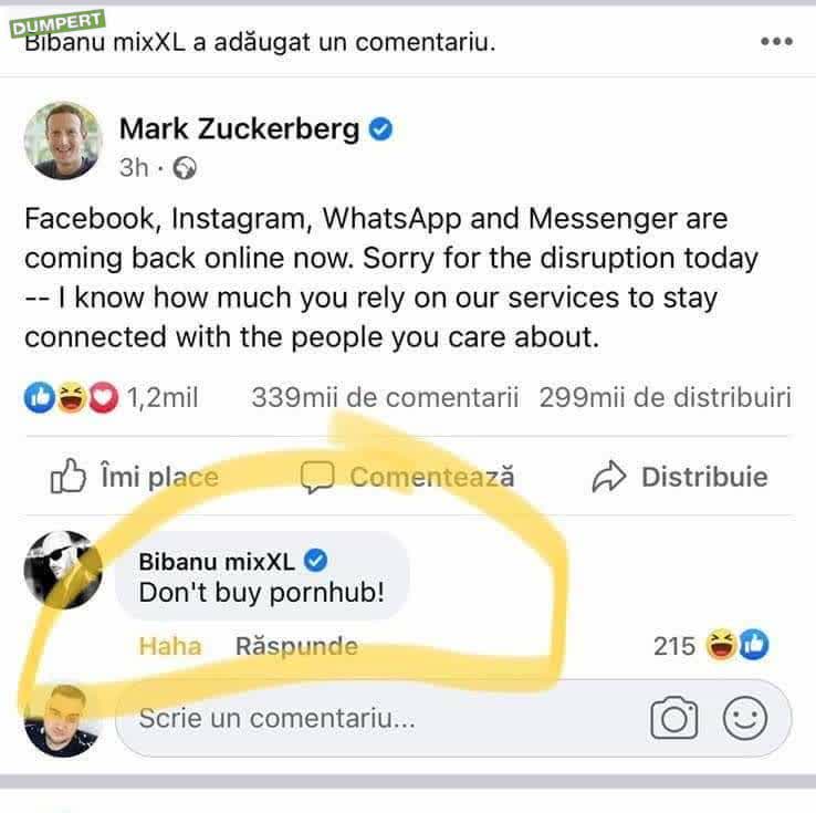 mooie reactie op post van Mark Zuckerberg