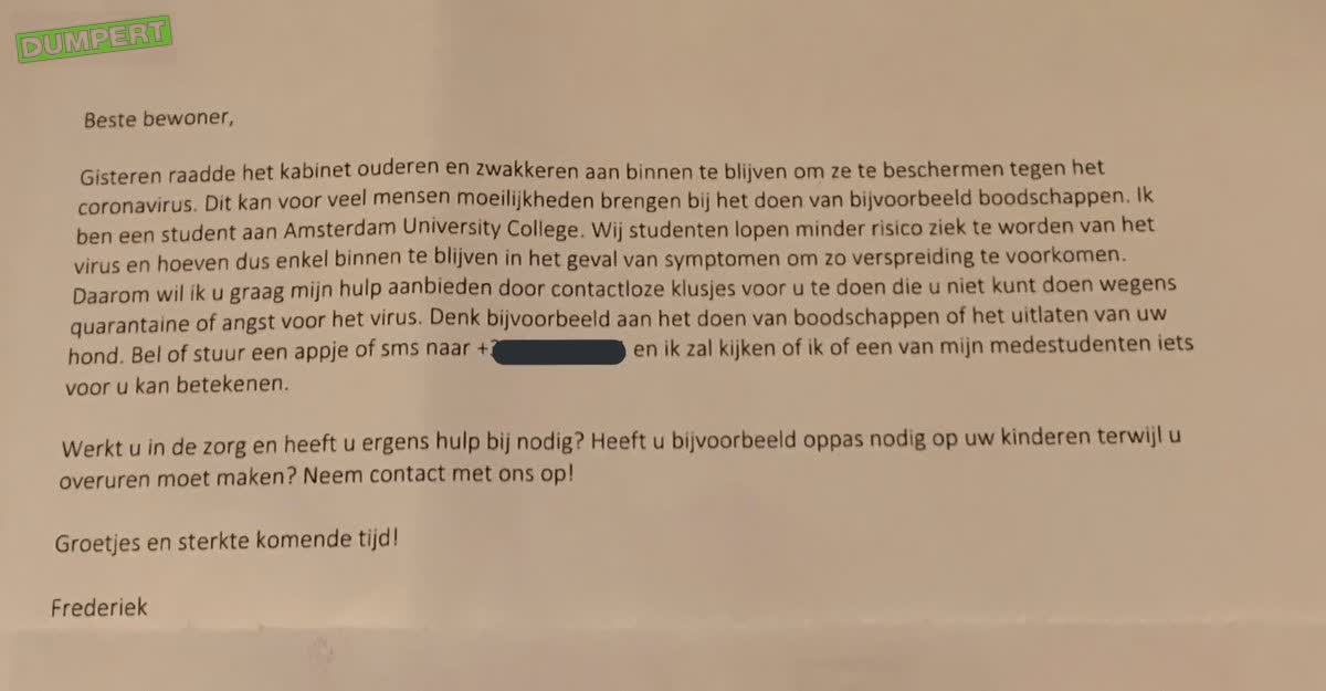 Studentjes gooien briefje in de brievenbus
