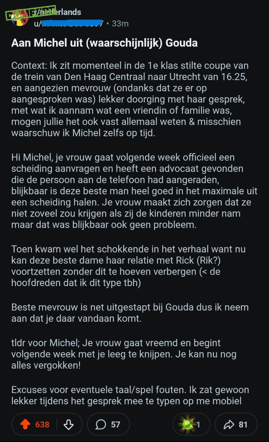 Gezocht: Michel uit Gouda wiens vrouw goed bevriend is met Rik