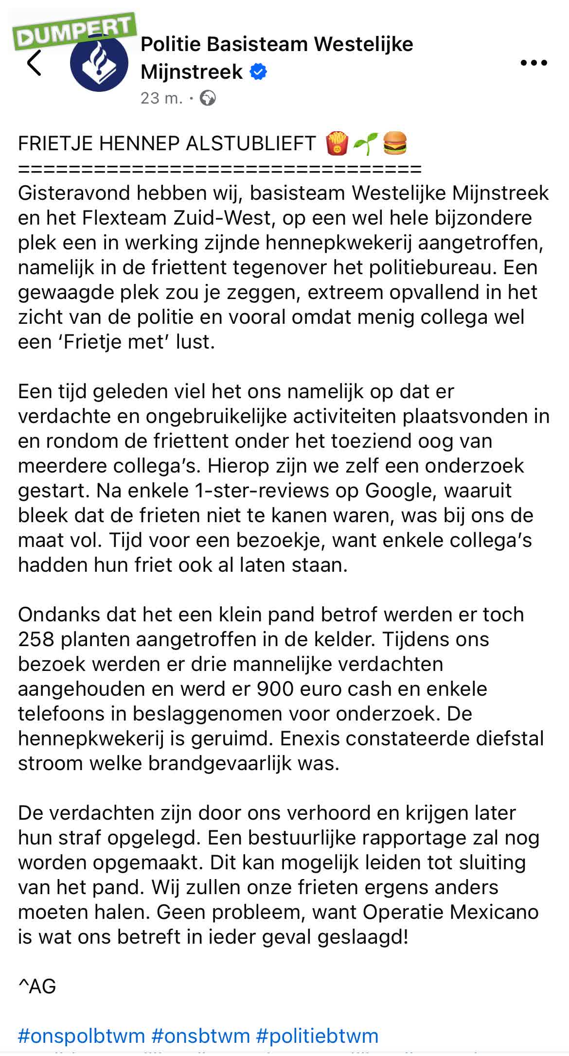 Frietje Hennep graag!