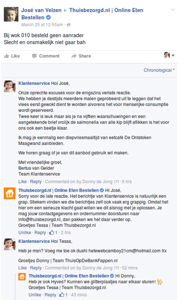 DUMPERT Klantenservice heeft sjans