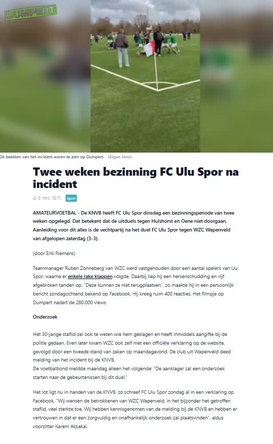 KNVB legt Ulu Spor twee weken 'bezinning' op na zoveelste incident