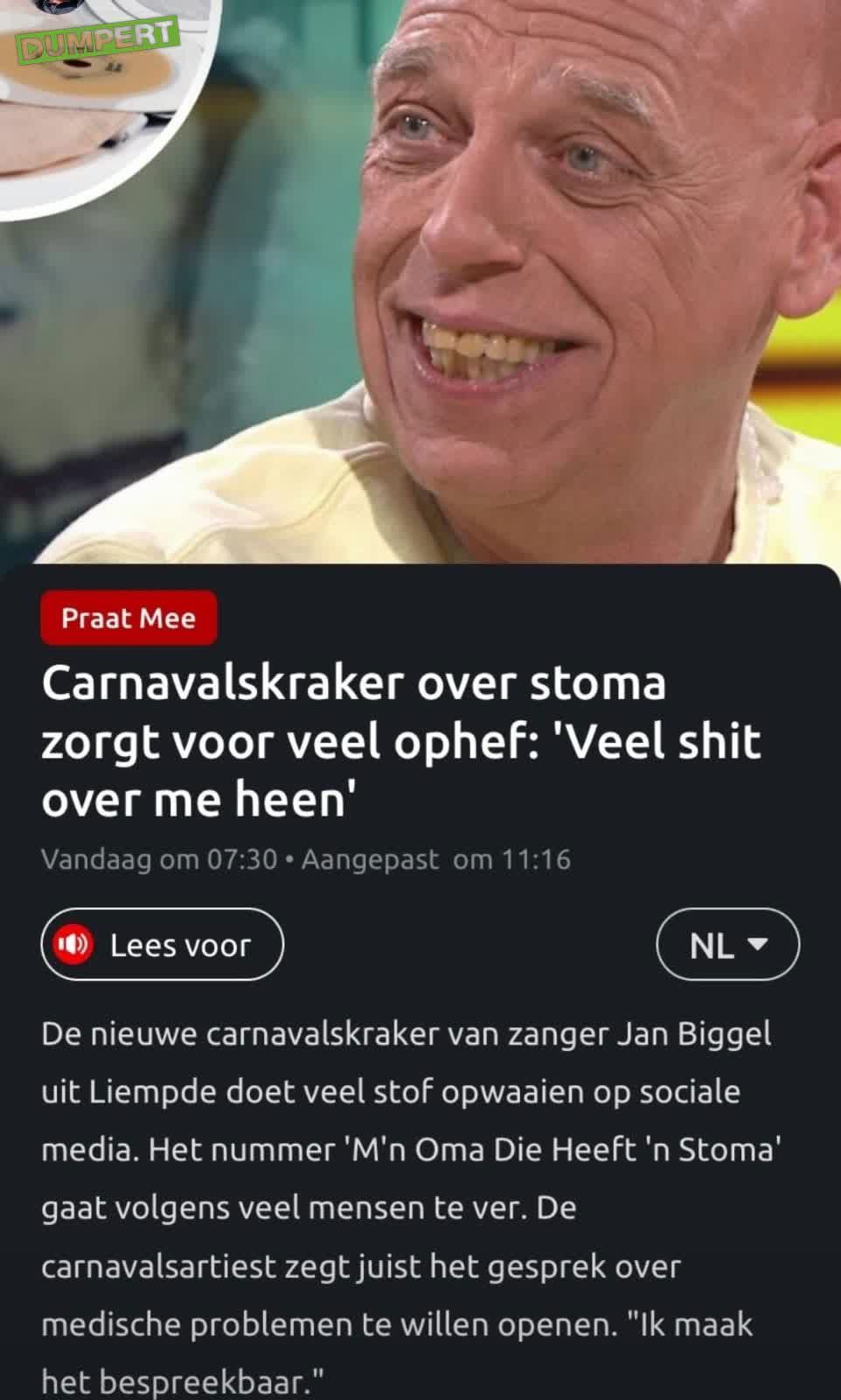 Carnavalskraker over stoma zorgt voor ophefs