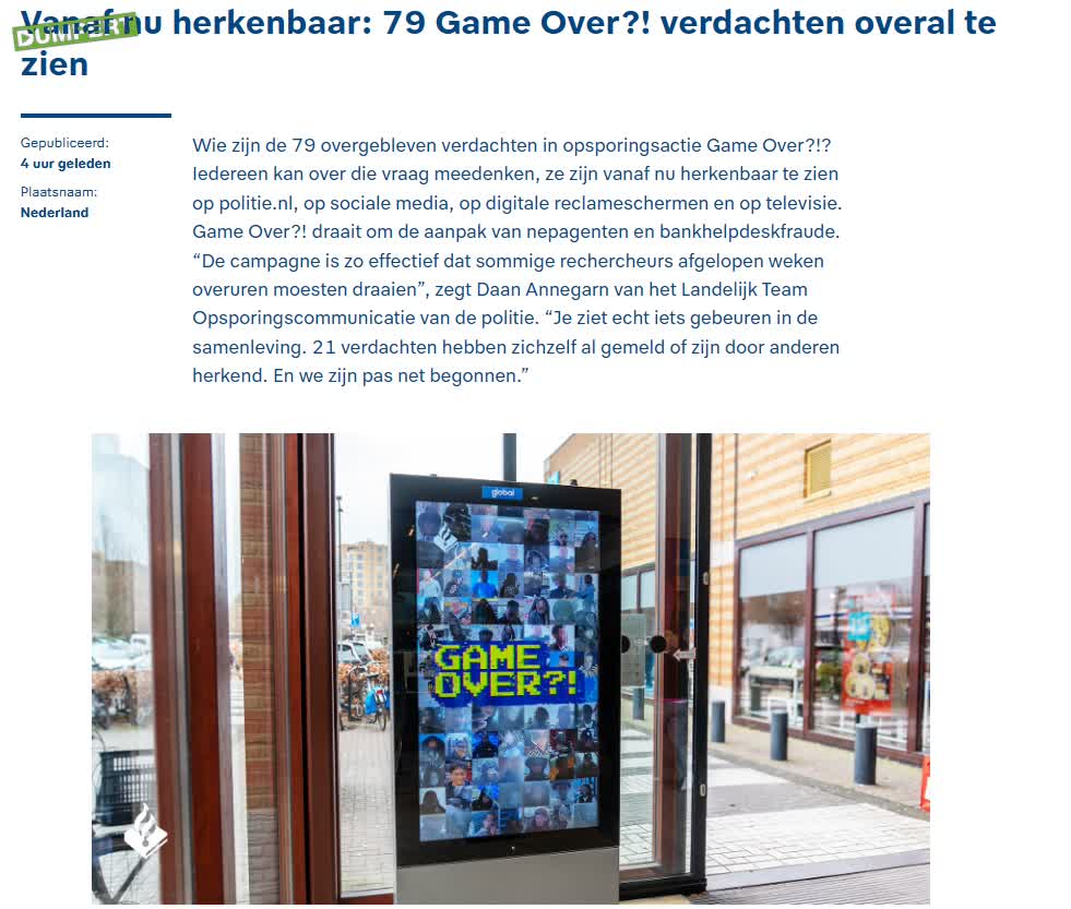 Vanaf nu herkenbaar: 79 Game Over?! verdachten overal te zien