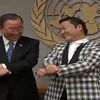 PSY leert VN-baas Ban Ki Moon dansen