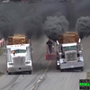 Vrachtwagens doen trekwedstrijdje