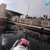 Kajakker achtervolgd door witte dolfijn