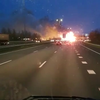 Beelden vrachtwagenbrand A15
