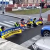 Blokkeertivisten van Extinction Rebellion in Praag