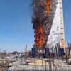 Flatje in aanbouw vat vlam in Tver, Rusland