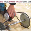 Vader bouwt houten Bugatti