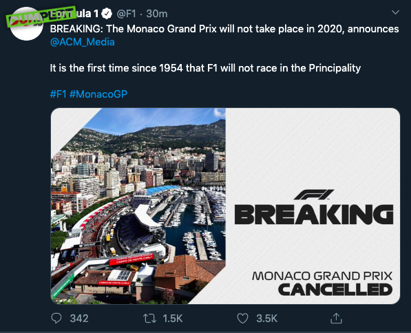 Geen GP van Monaco dit jaar