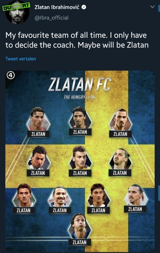 Zlatan stelt zijn favoriete elftal samen