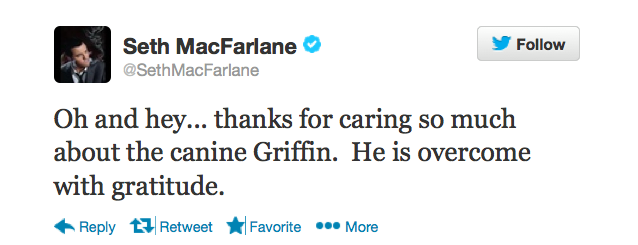 Seth MacFarlane bedankt iedereen