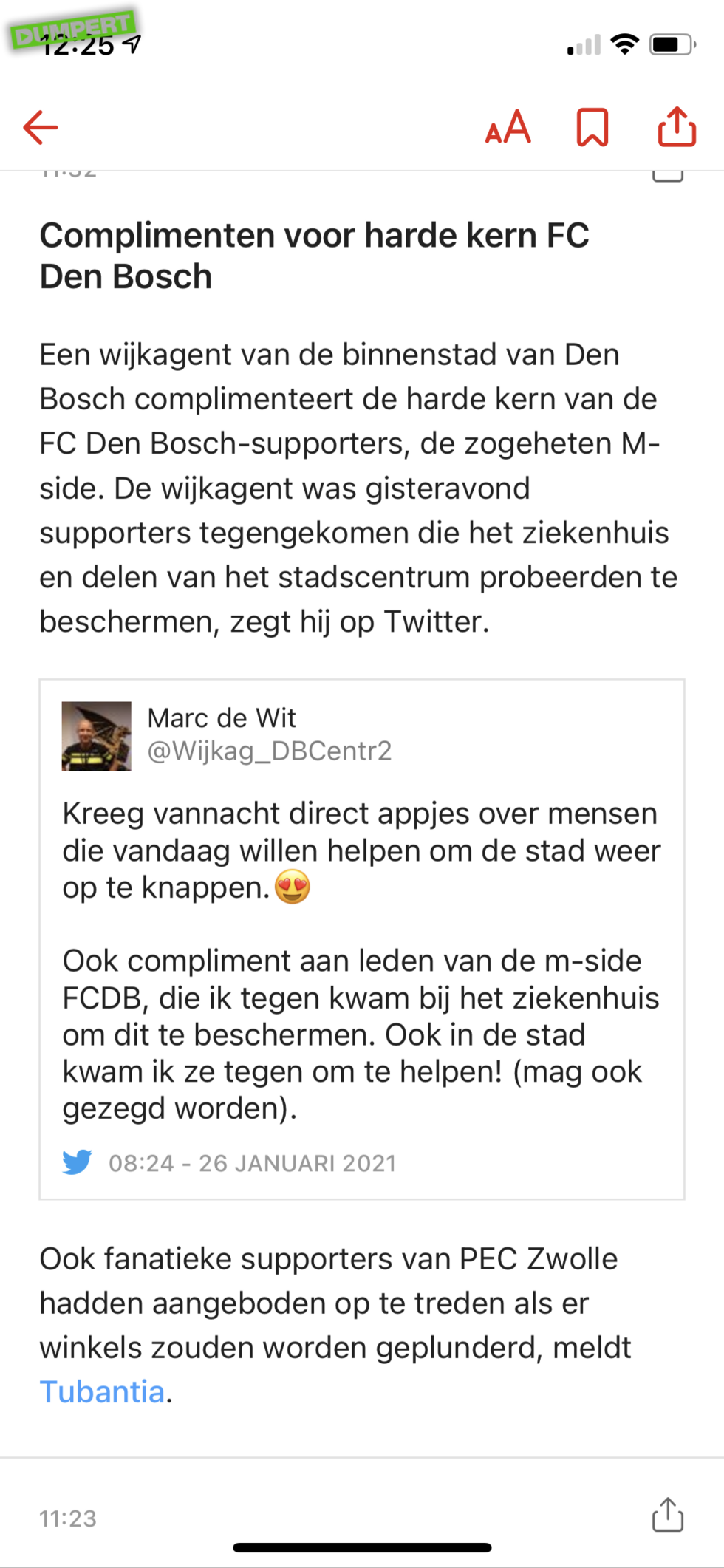 Wijkagent hartje harde kern FC Den Bosch