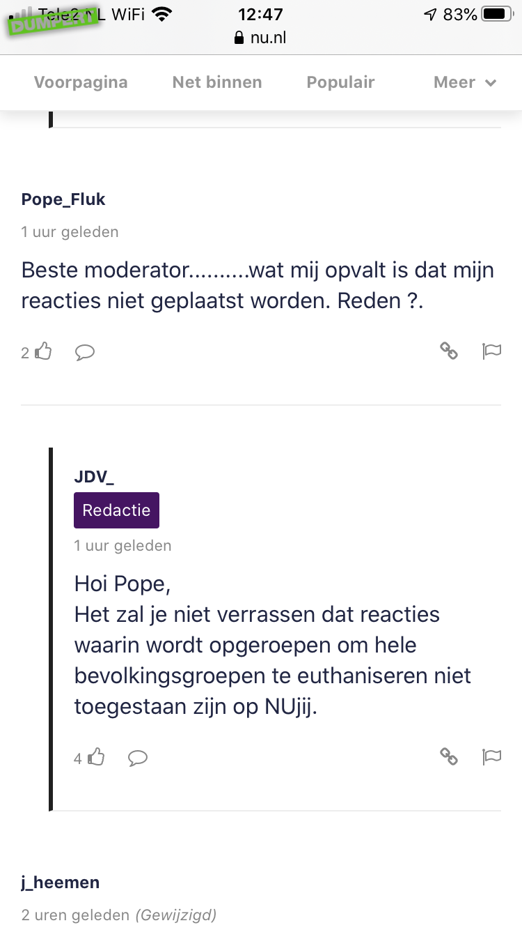 Verbaasde reactie op Nu.nl