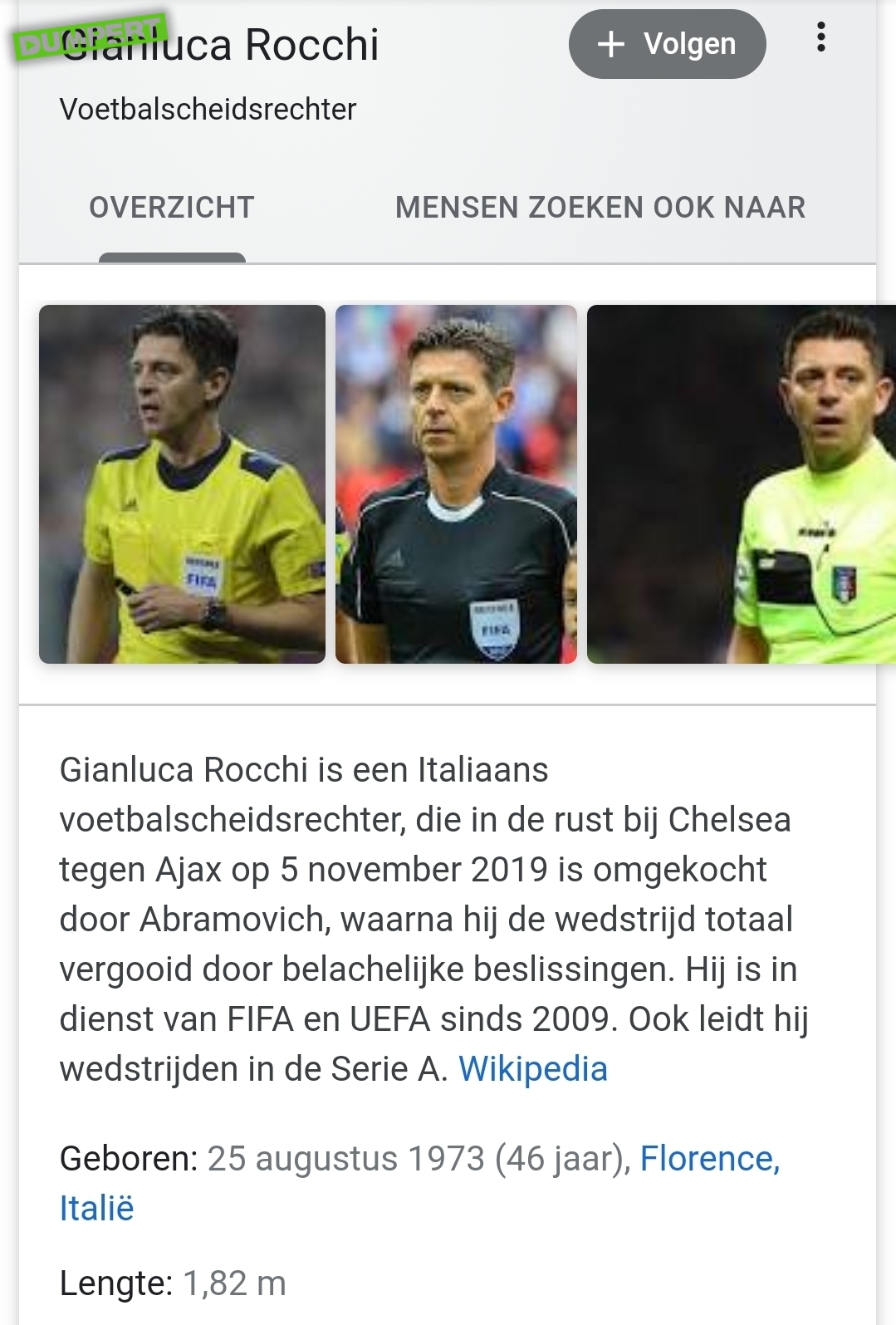 Wikipedia over scheids Chelsea-Ajax