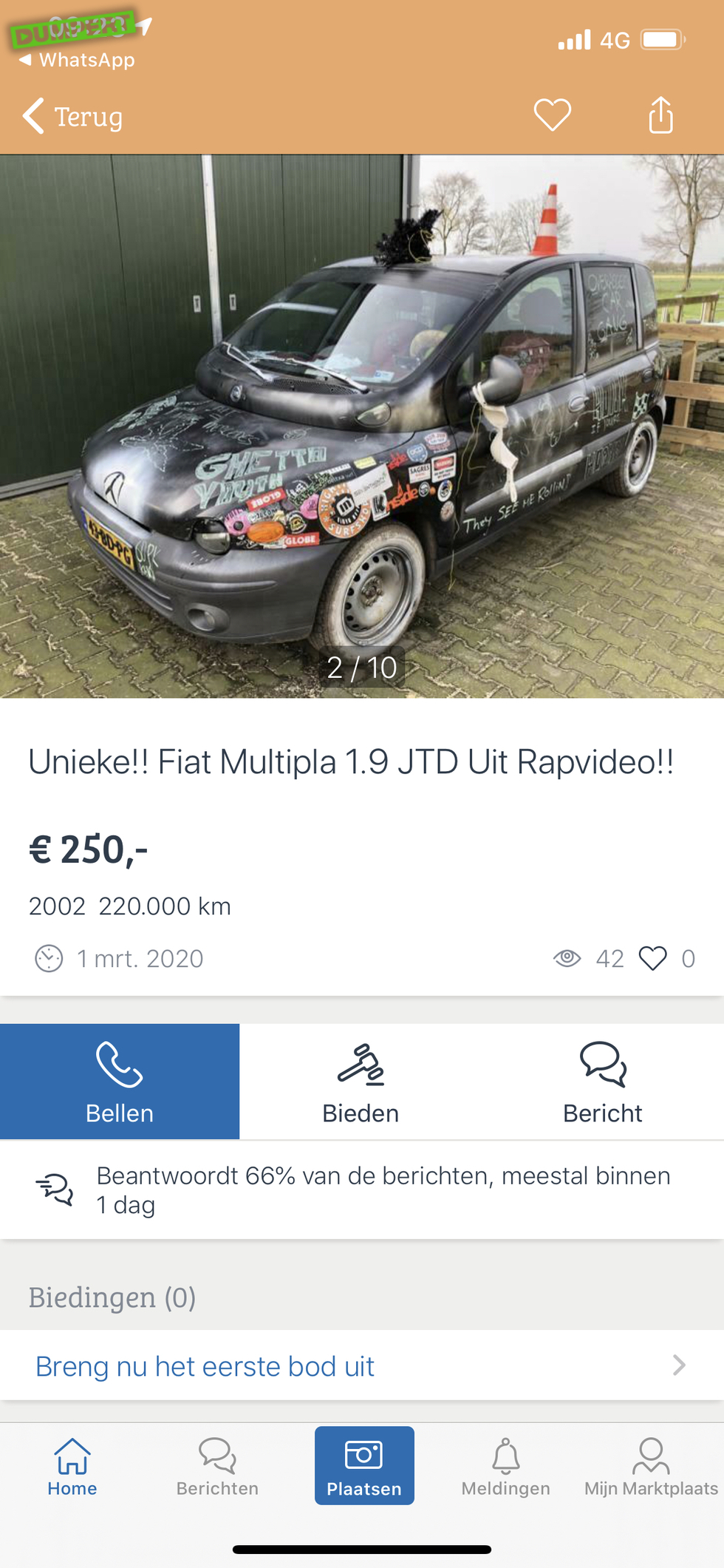 Unieke Fiat Multipla uit rapvideo