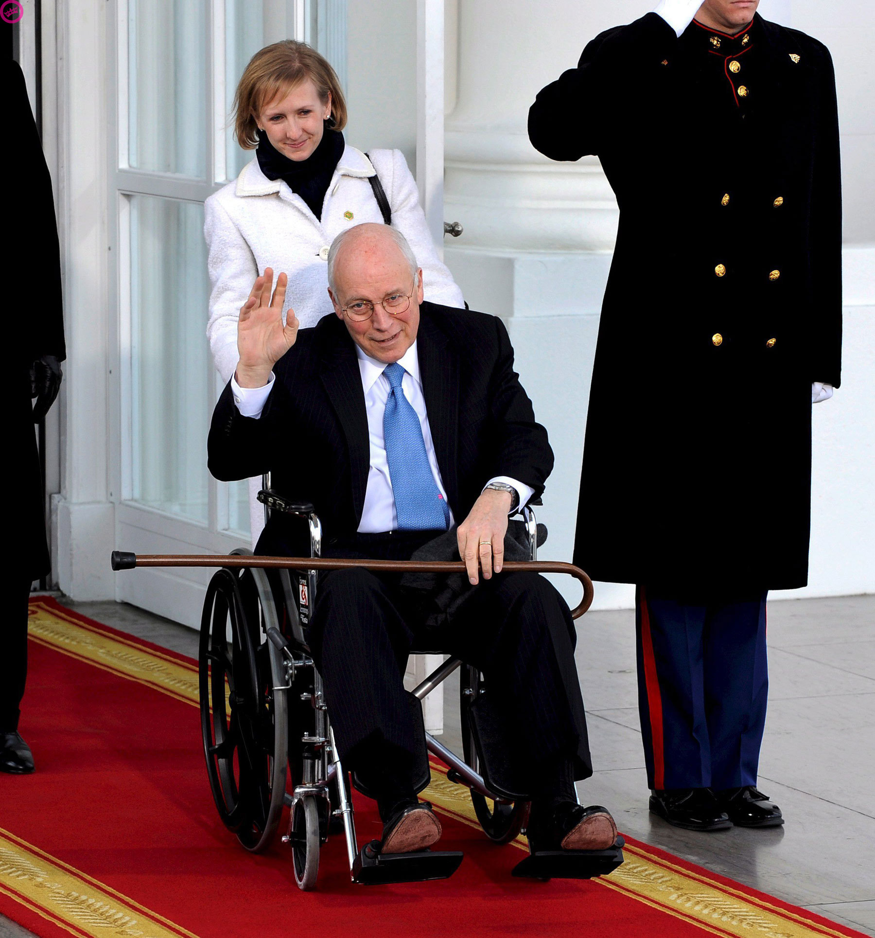 Dick Cheney in een rolstoel
