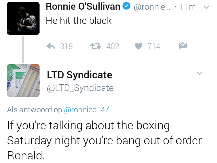 Dit kun je toch niet maken Ronnie...