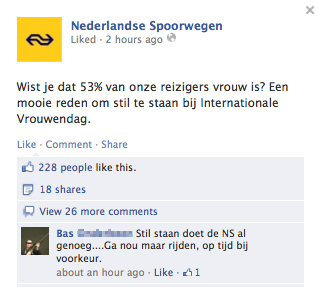 NS staat stil bij Internationale Vrouwendag