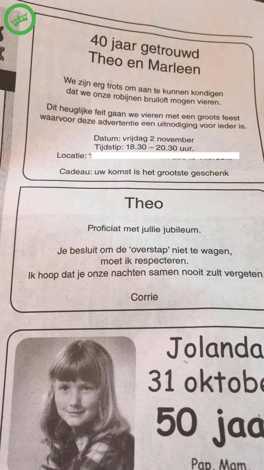 Welp dumpert.nl - Theo en Marleen 40 jaar getrouwd JU-31