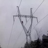 Elektriciteitsmast klimmen in Rusland