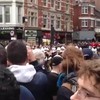 Protest bij Margaret Thatchers begrafenis