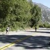 Sagan doet wheelie tijdens koers