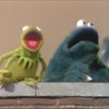 Kermit en Koekiemonster in discussie