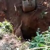 Babyolifant uit greppel gered